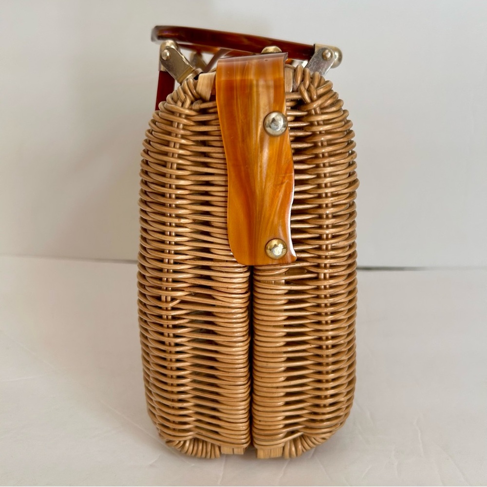 60s Vintage Tropical of Miami Wicker and Lucite Purse Handbag - Picture 5 of 16